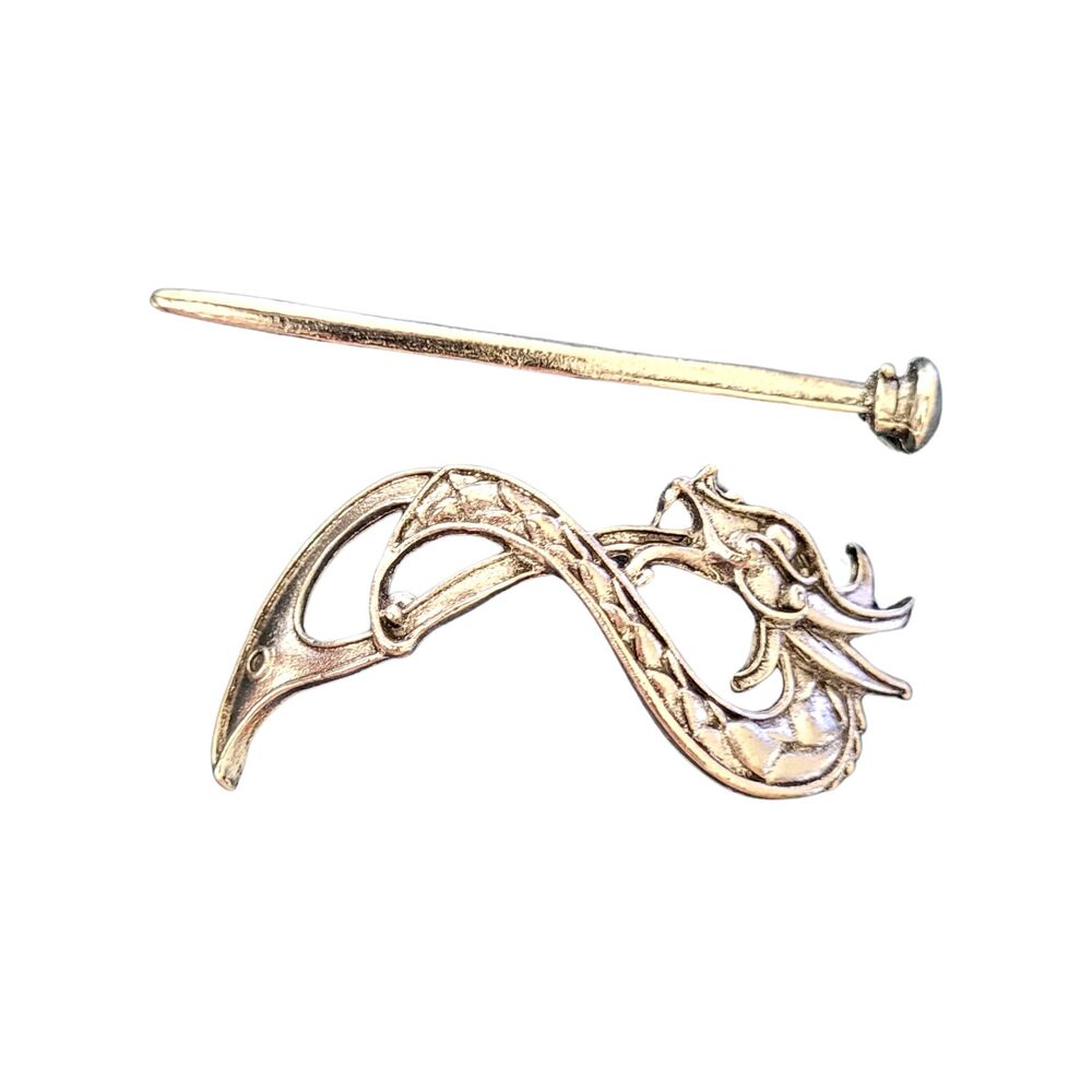 Hedeby Dragon Hair Slide Pin Silver Zinc Alloy Hair Accessory Long Thick Hair